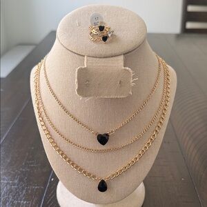 Elegant Gold and Black Heart Set
